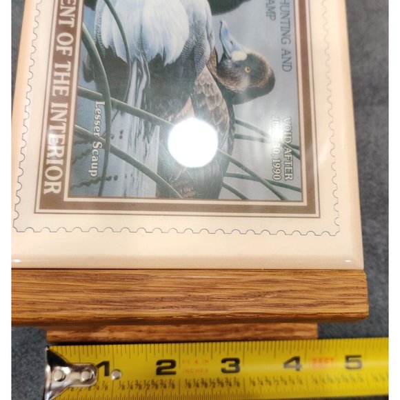 Vtg US Dept Of Interior & Agriculture Bird Duck Stamp Theme Wooden Napkin Holder - Picture 12 of 15